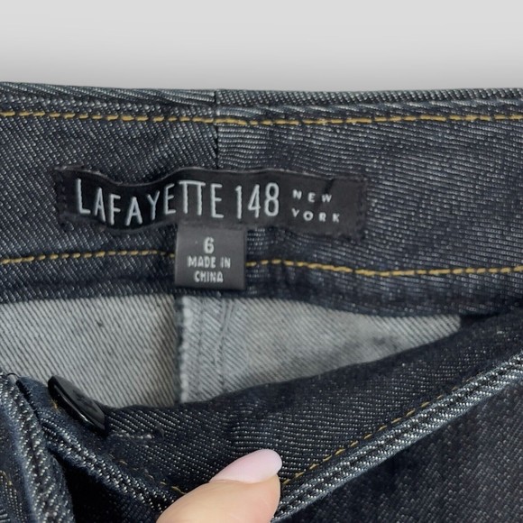 ✨SOLD✨Lafayette 148 New York Wide Leg Trouser Jeans Womens Dark Wash Size 6 - Picture 10 of 13